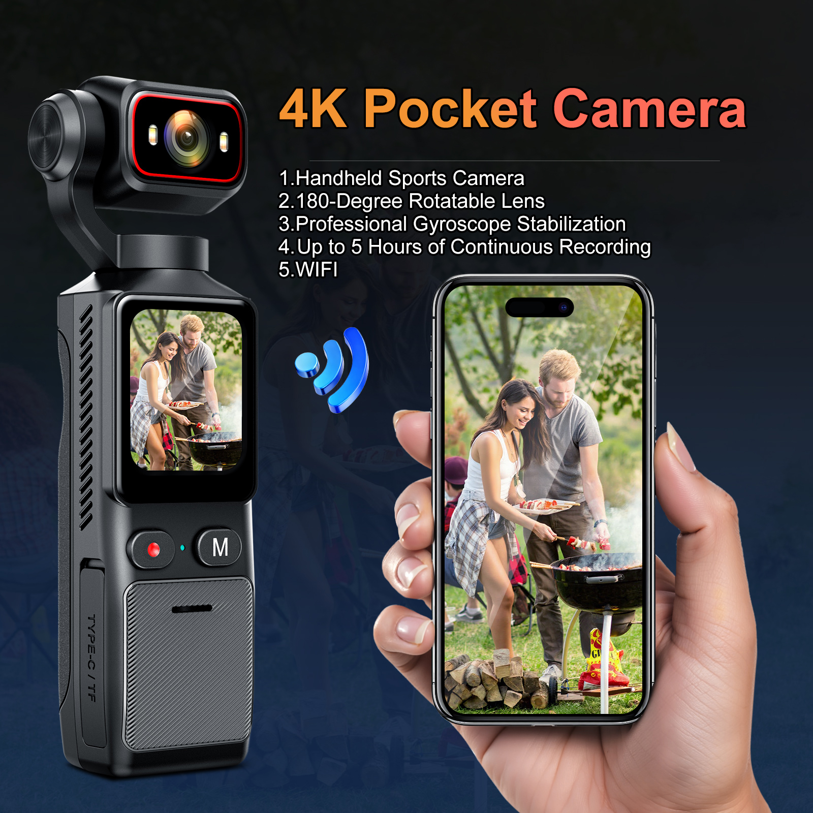 Ip Camera Outdoor 4K - 4K Action Camera WiFi 1.69 Inch