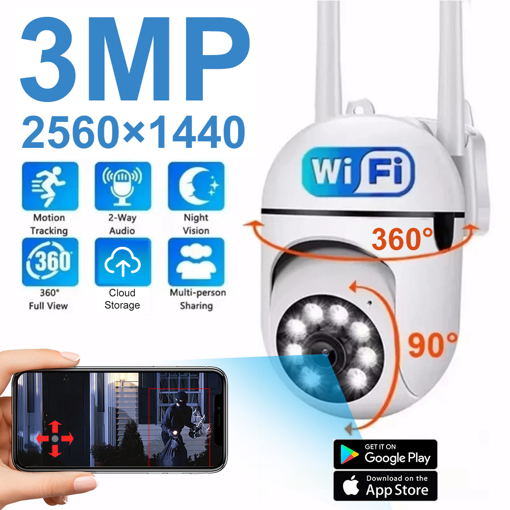 Ip Camera Outdoor 4K - 3MP WiFi Camera Home PTZ IP