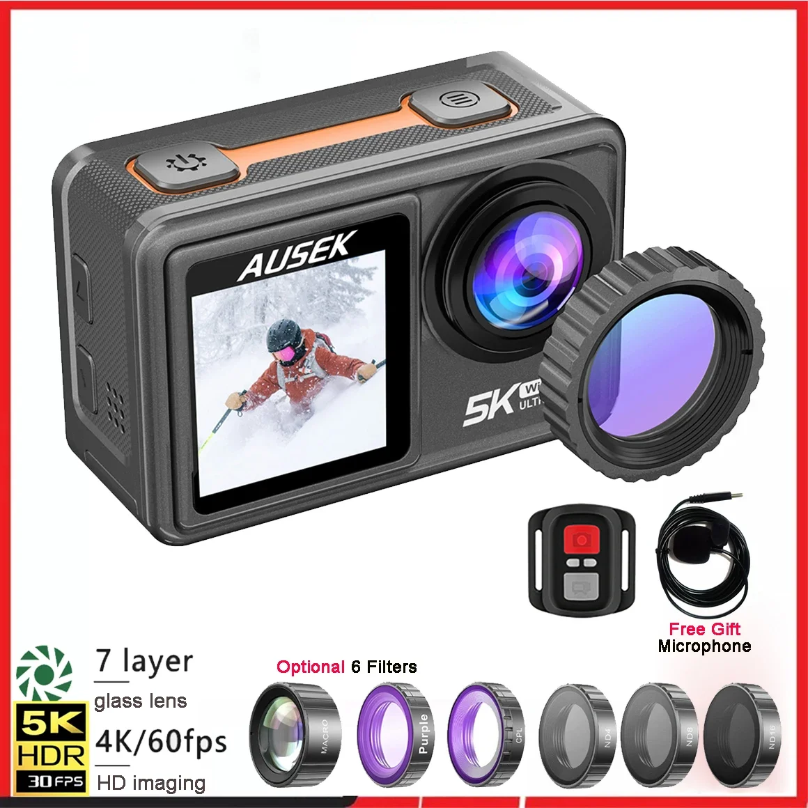 Ip Camera Outdoor 4K - Action Camera Removable Filter 6 Lens