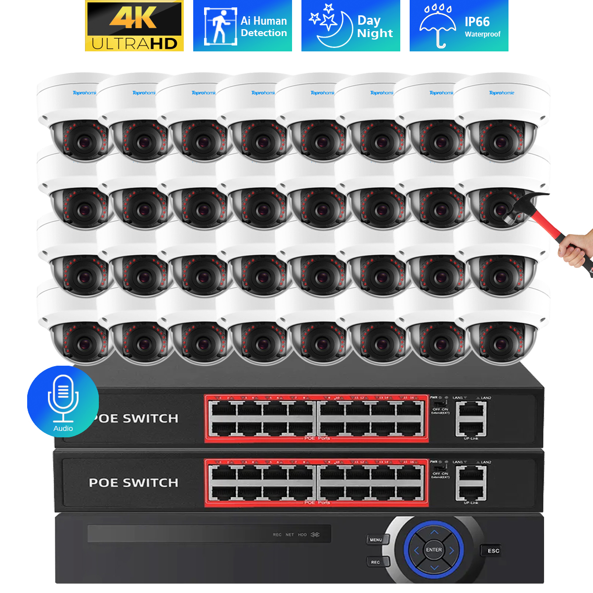 32CH 4K POE NVR Kit 8MP 5MP Se - Ip Camera Outdoor 4K reseña y precio