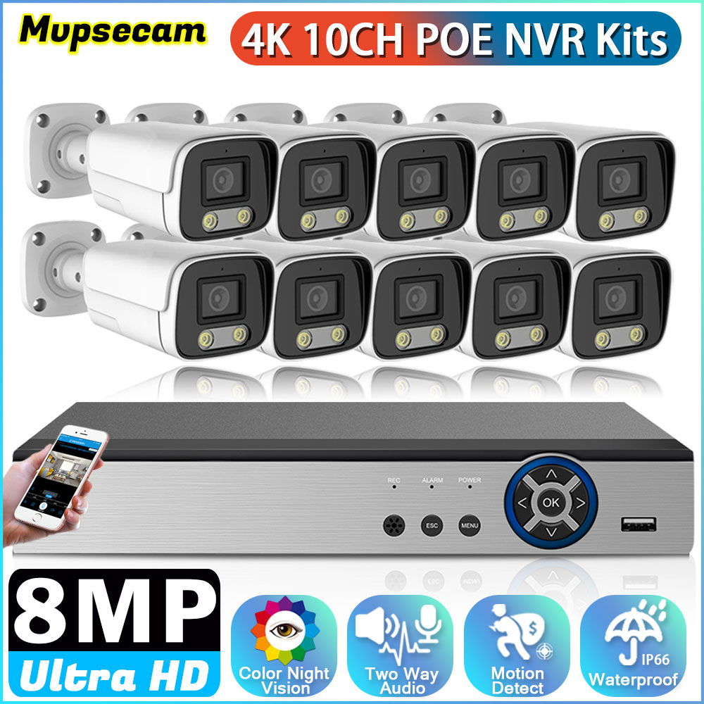 10CH 8MP HD Video Surveillance - Ip Camera Outdoor 4K reseña y precio