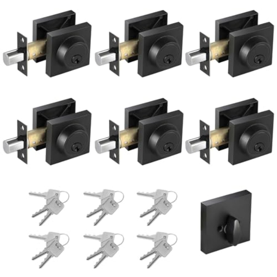 Matte Black Square Single Cyli - Home Security Door Lock reseña y precio
