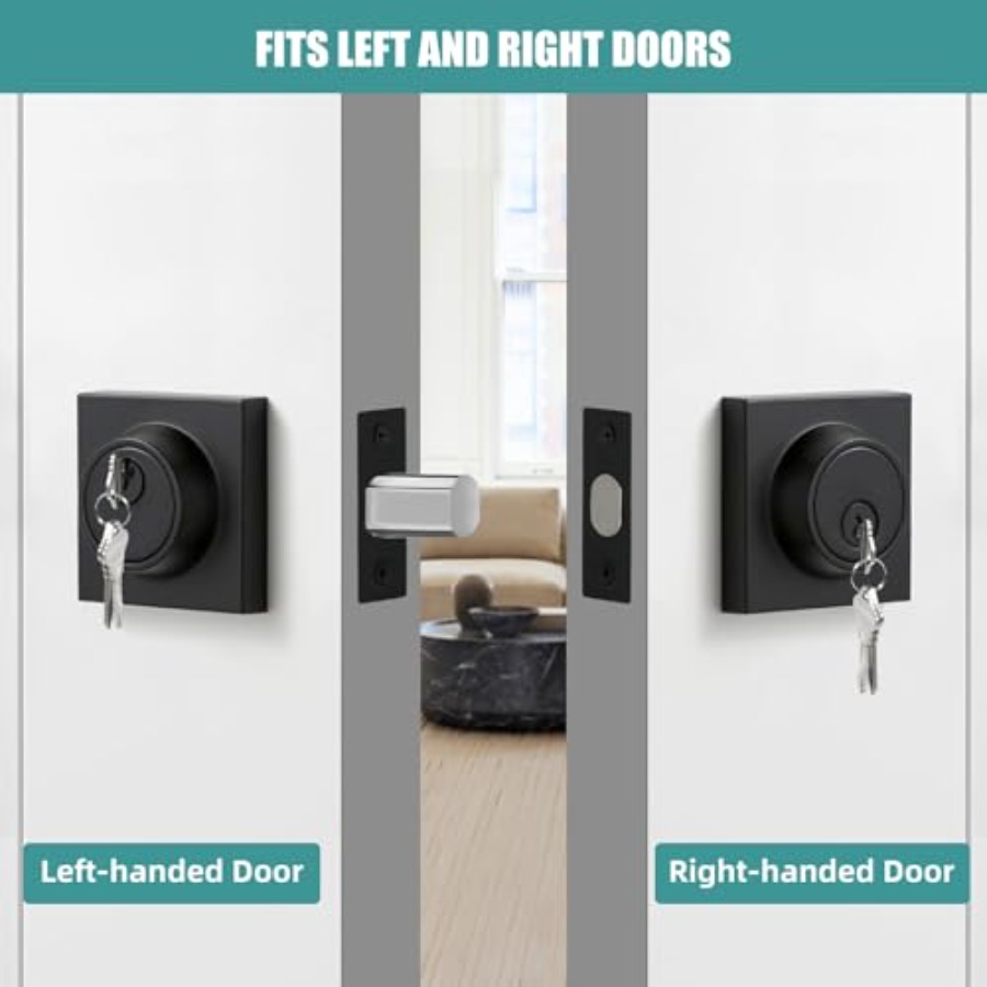 Matte Black Square Single Cyli - Home Security Door Lock reseña y precio