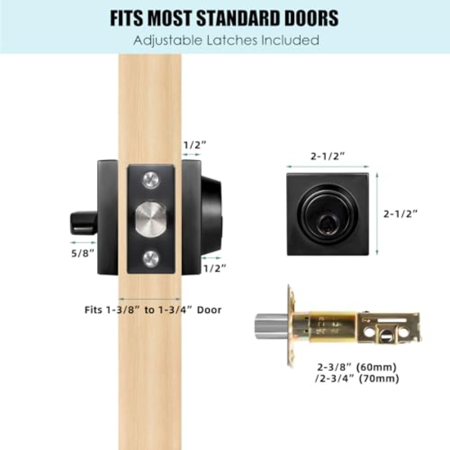 Matte Black Square Single Cyli - Home Security Door Lock reseña y precio
