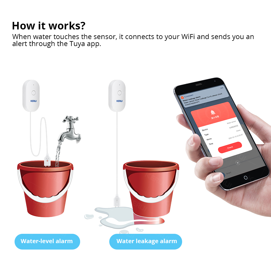 KERUI Smart  WiFi Water Sensor - Home Security Tools reseña y precio