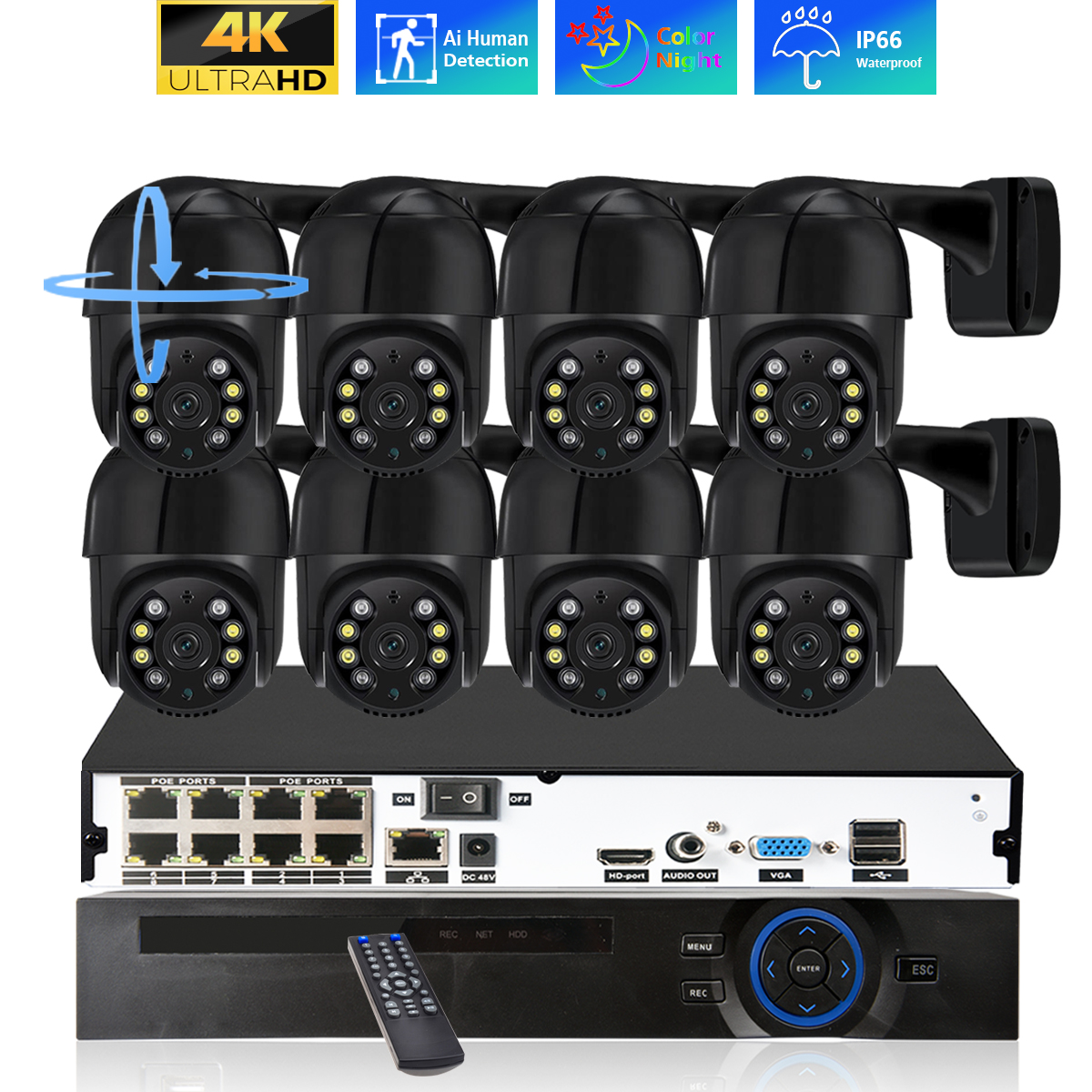 8CH 4K PTZ Security Camera Sys - Ip Camera Outdoor 4K reseña y precio