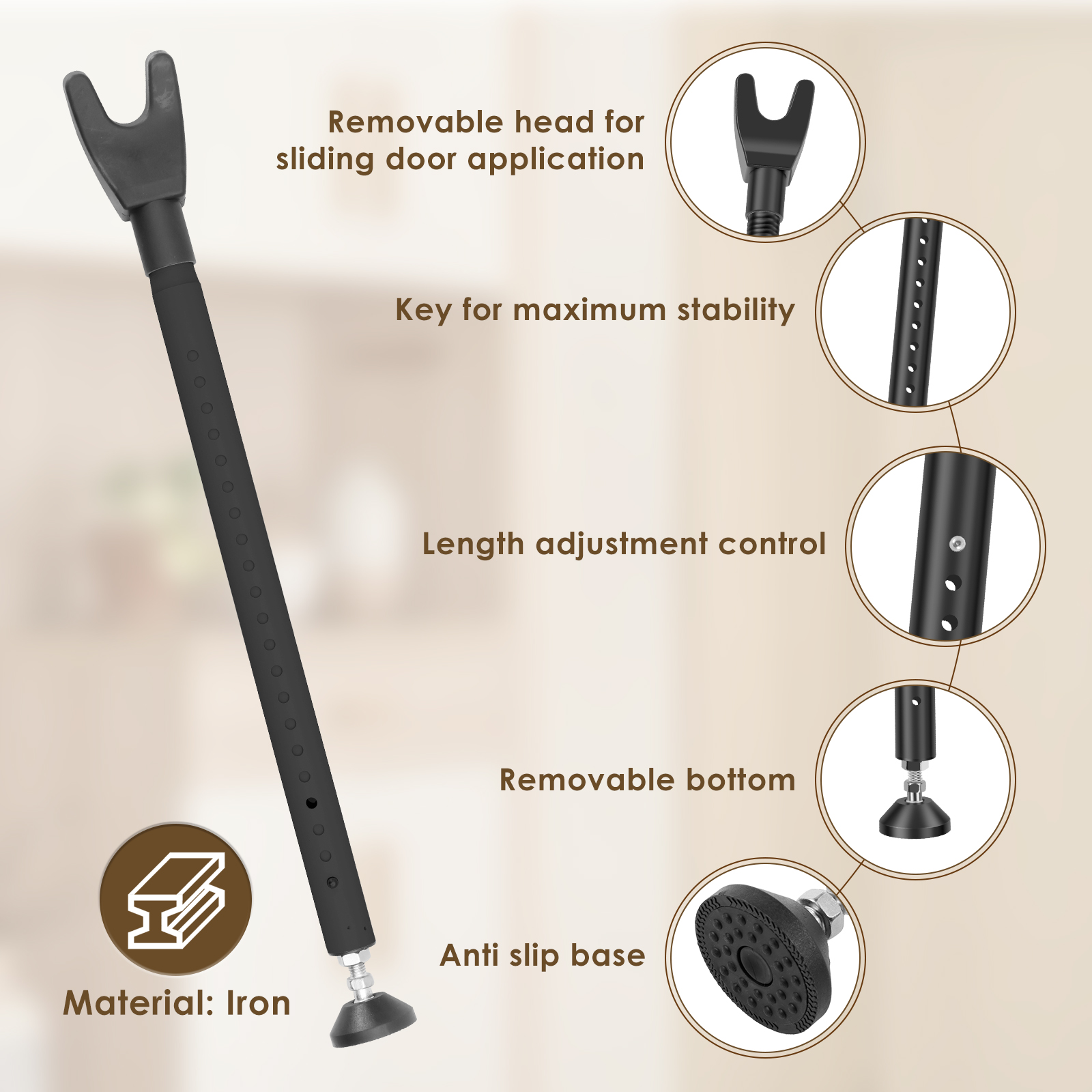 Door Security Bar 44-55 Inch A - Home Security Jammers reseña y precio