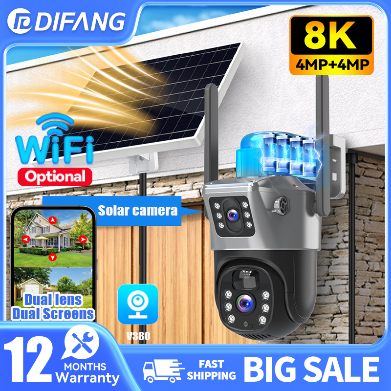 V380 8MP Dual Lens Solar Secur - Ip Camera Outdoor 4K reseña y precio