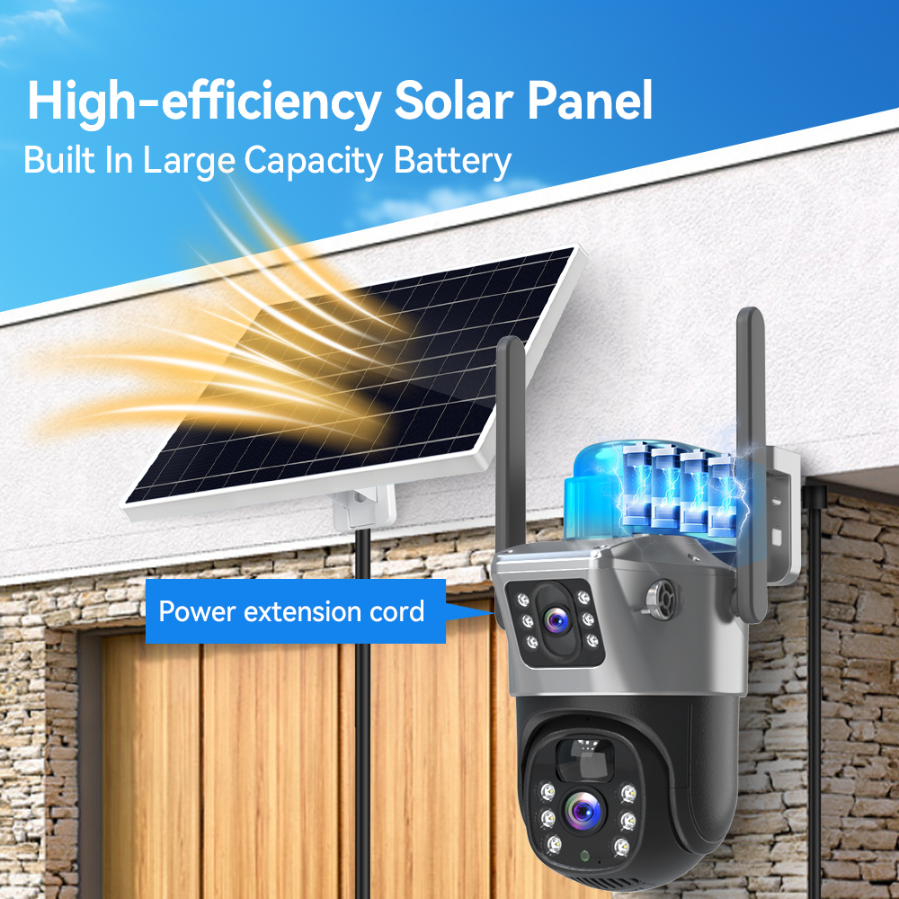 V380 8MP Dual Lens Solar Secur - Ip Camera Outdoor 4K reseña y precio
