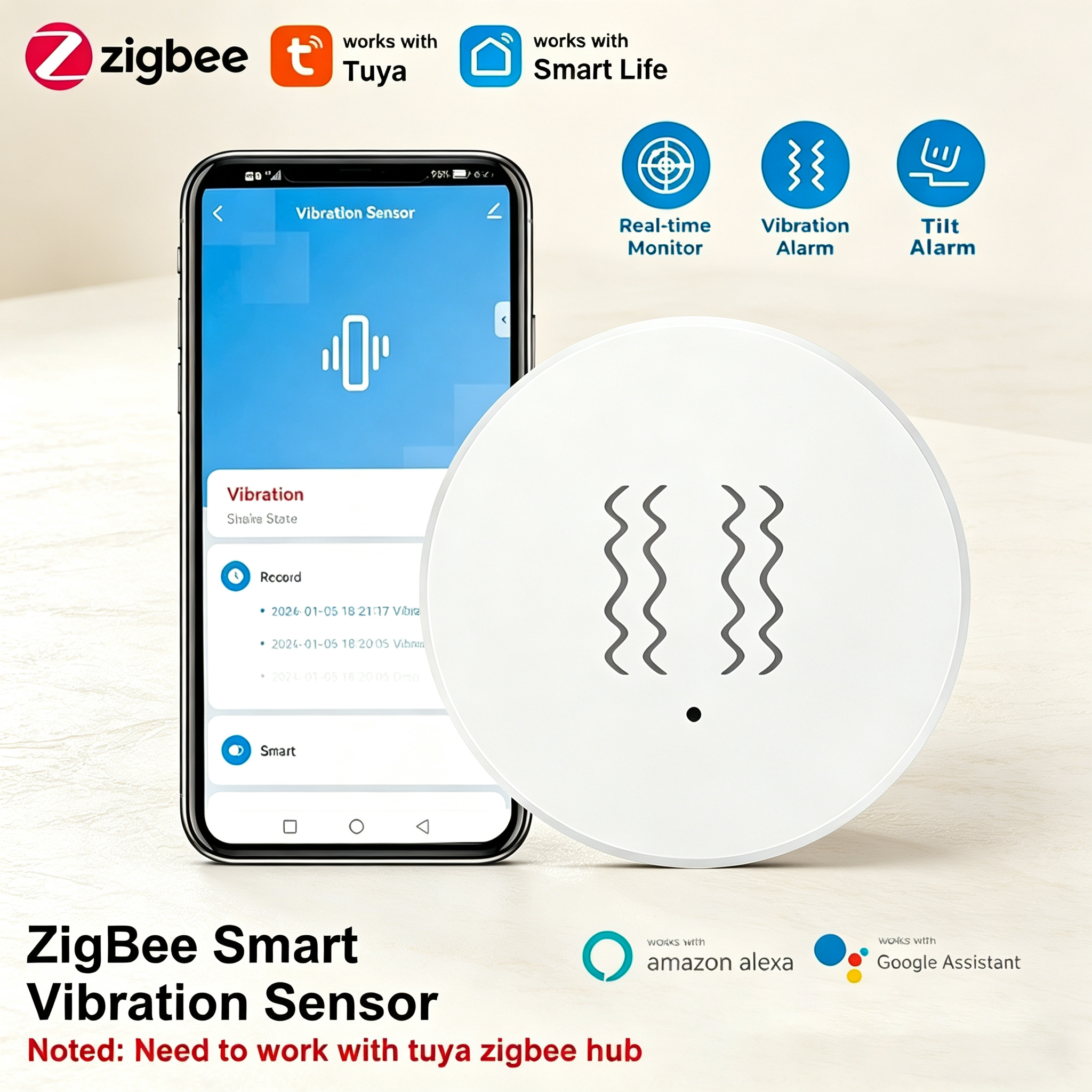 Tuya ZigBee Smart Vibration &  - Home Security Alarm System reseña y precio