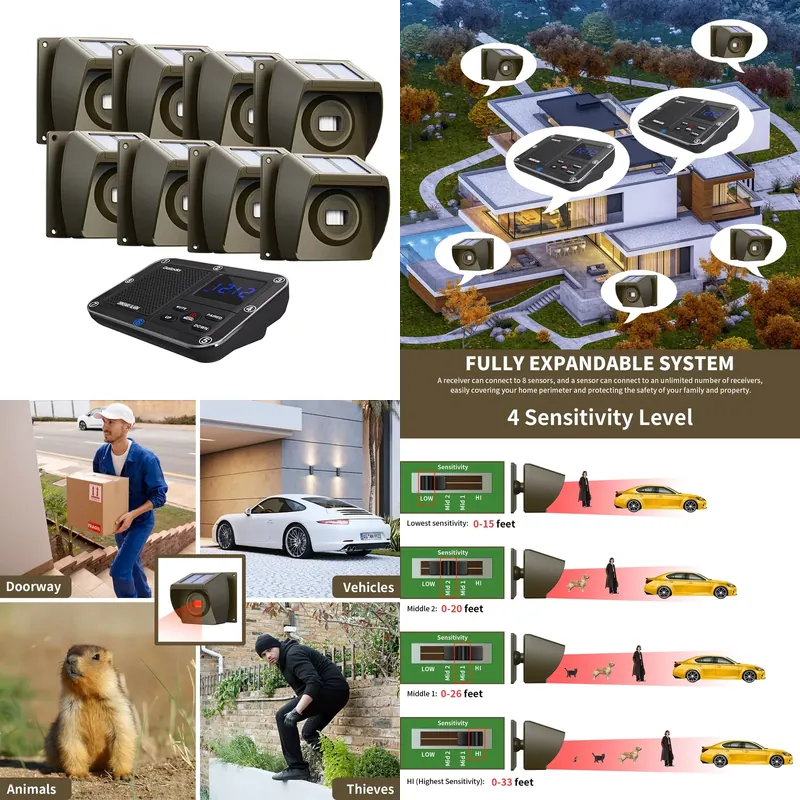 Outdoor Solar - Powered Wirele - Home Security Alarm System reseña y precio