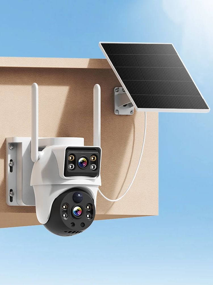 WiFi Solar Camera Dual Lenses  - Ip Camera Outdoor 4K reseña y precio